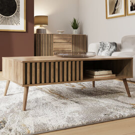 Roxboro Wooden Coffee Table With 1 Drawer In Oak