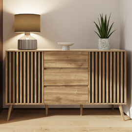 Roxboro Wooden Sideboard With 2 Doors 3 Drawers In Oak