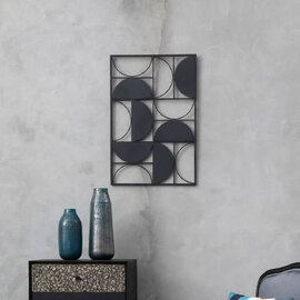 Ruchbah Iron Semicircle Design Wall Art in Black