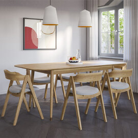 Rumbek Wooden Extending Dining Table With 6 Chairs In Natural