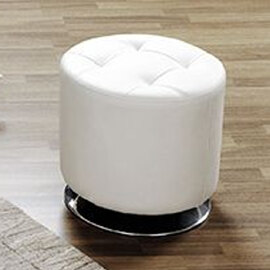 Runnells Leather Stool With Chrome Base In White