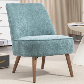 Rupert Fabric Bedroom Chair With Wooden Legs In Teal