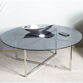 Ruston Smoked Glass Top Coffee Table With Stainless Steel Legs