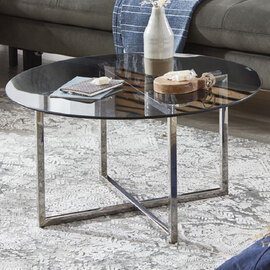 Ruston Smoked Glass Top Side Table With Stainless Steel Legs