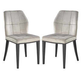 Romano Grey Velvet Dining Chairs With Matt Black Legs In Pair