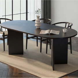 Sabero Oval Wooden Dining Table in Black