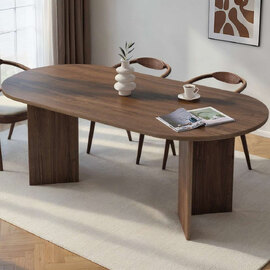 Sabero Oval Wooden Dining Table in Walnut