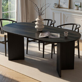 Sablio Oval Wooden Dining Table in Black