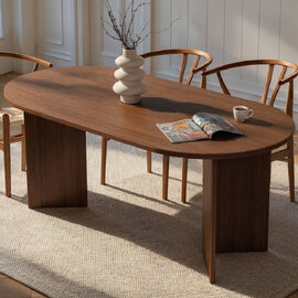 Sablio Oval Wooden Dining Table in Milano Walnut