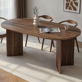 Sablio Oval Wooden Dining Table in Venezia Walnut