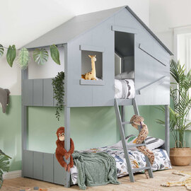 Safaris Wooden Bunk Bed With Ladder In Grey