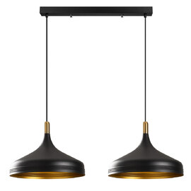 Saglam Large 2 Light Metal Ceiling Pendant Light in Black and Gold