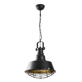 Saglam Metal Cage Ceiling Pendant Light in Black and Gold