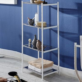 Salado Steel Shelving Unit With 4 Shelves In White And Chrome