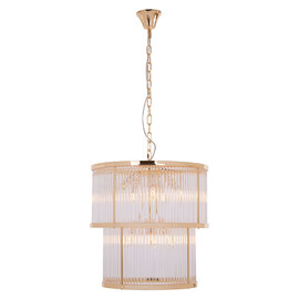 Salas Ribbed Pattern 2 Tier Chandelier Light In Gold