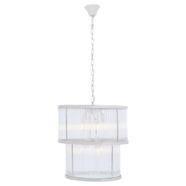Salas Ribbed Pattern 2 Tier Chandelier Light In Nickel