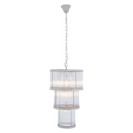 Salas Small Ribbed Pattern 3 Tier Chandelier Light In Nickel