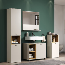 Salem Wooden Bathroom Furniture Set in Cashmere and Evoke Oak