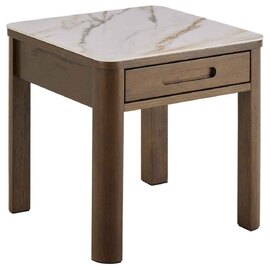 Salida Ceramic Top Square Side Table - Smoked Oak