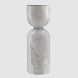 Salina Marble Round Lamp Table In White Volakas Natural