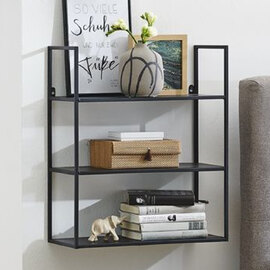 Salinas Steel Wall Shelving Unit With 3 Shelves In Black