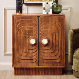 Salisbury Tall Wooden Storage Cabinet With 2 Doors In Walnut