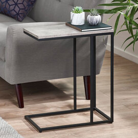 Salome Wooden Side Table In Concrete Effect