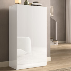 Salta High Gloss Shoe Storage Cabinet With 2 Doors In White