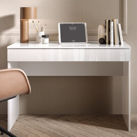 Salta High Gloss Laptop Desk With 1 Drawer In White