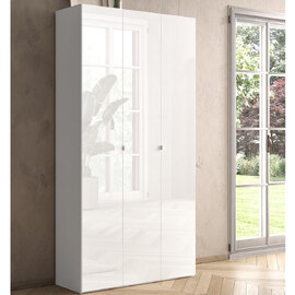 Salta Tall High Gloss Shoe Storage Cabinet With 3 Doors In White