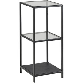 Salvo Clear Glass Bookcase With 2 Shelves And Matt Black Frame