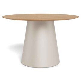 Salvo Wooden Round Dining Tables With Steel Base - Grey