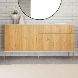 Salvo Melamine Sideboard With 2 Doors And 3 Drawers - Grey