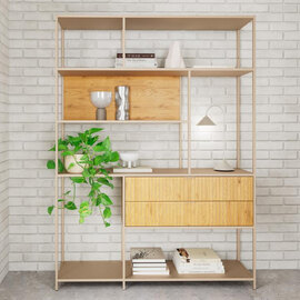 Salvo Steel Bookcase With 2 Drawers And 4 Shelves - Oak And Grey