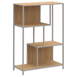 Salvo Steel Bookcase With 3 Shelves - Oak And Grey