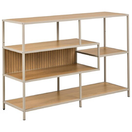 Salvo Steel Bookcase With 4 Shelves - Oak And Grey