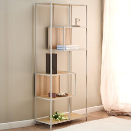 Salvo Steel Bookcase With 5 Shelves - Oak And Grey