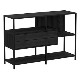 Salvo Wooden Bookcase With 2 Drawers 3 Shelves In Ash Black