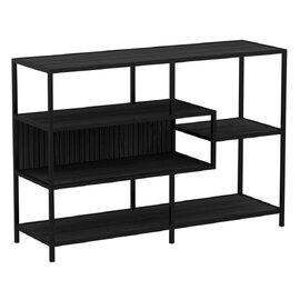 Salvo Wooden Bookcase With 4 Shelves And Back Panel In Ash Black