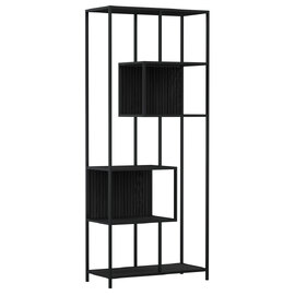 Salvo Wooden Bookcase With 5 Shelves And Back Panel In Ash Black