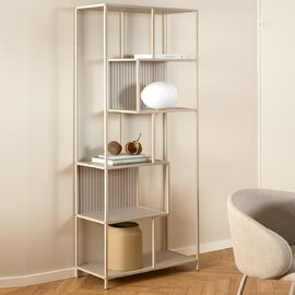 Salvo Wooden Bookcase With 5 Shelves And Back Panel In Grey