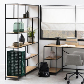 Salvo Wooden Bookcase With 5 Shelves In Matt Wild Oak