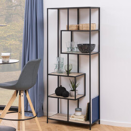 Salvo Wooden Bookcase With 5 Shelves In Sonoma Oak