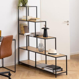 Salvo Wooden Ladder Bookcase With 4 Shelves In Matt Wild Oak