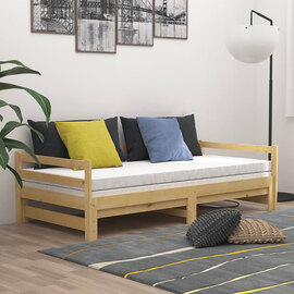 Sanchia Solid Pinewood Pull-Out Single Day Bed In Natural