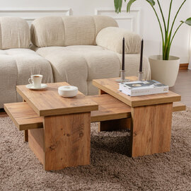 Sanctum Wooden Nest Of 3 Coffee Table in Atlantic Pine