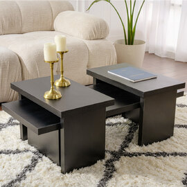 Sanctum Wooden Nest Of 3 Coffee Table in Black
