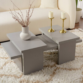 Sanctum Wooden Nest Of 3 Coffee Table in Grey