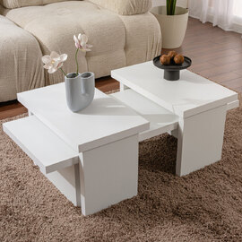 Sanctum Wooden Nest Of 3 Coffee Table in White