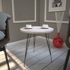 Sandalf Wooden Side Table with Black Metal Legs in Sea Oak